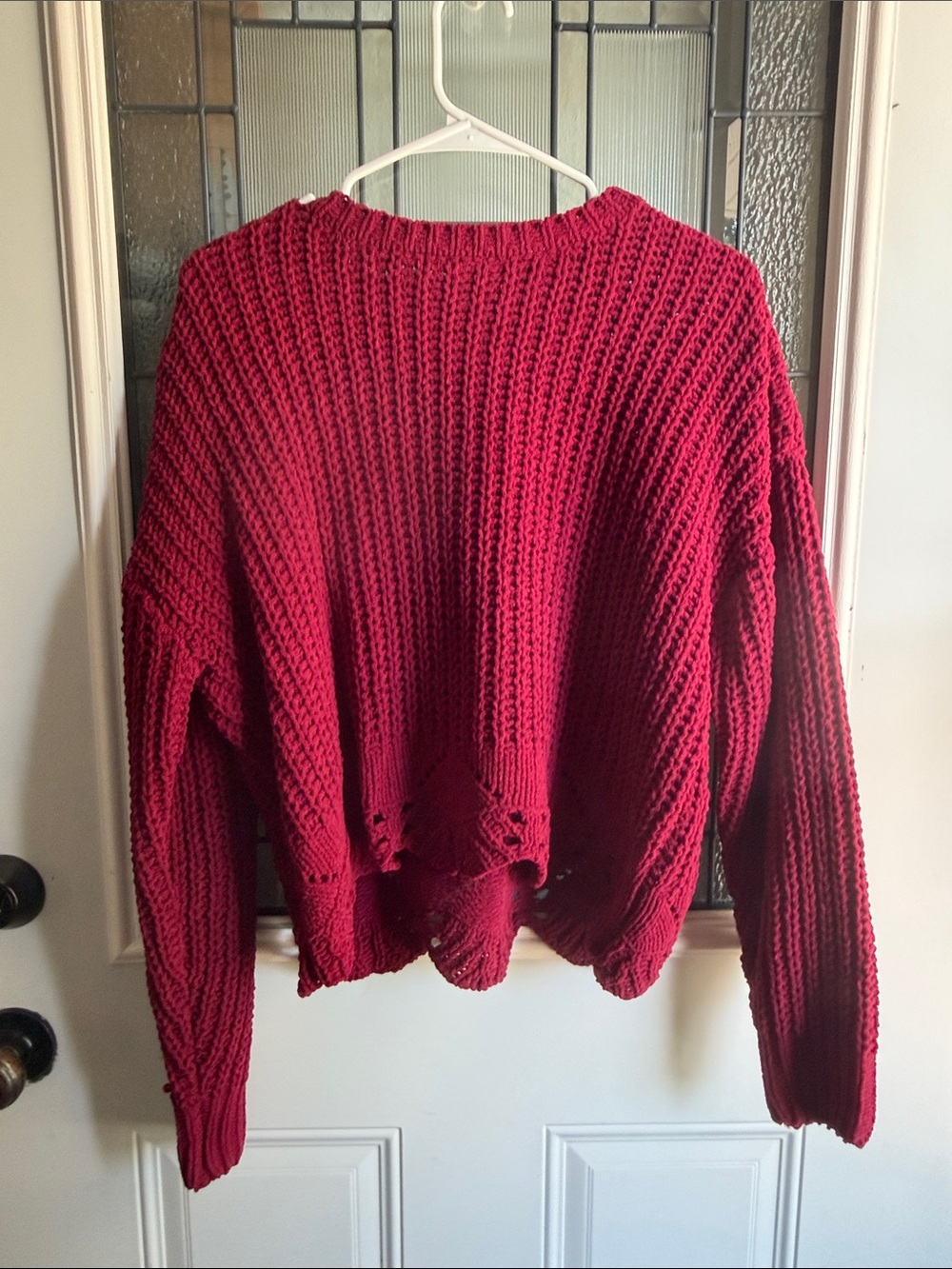 It's Our Time Deep Red Chunky Scoop Neck Sweater
